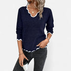 Belavoire | Women’s Elegant Scallop Trim Pullover
