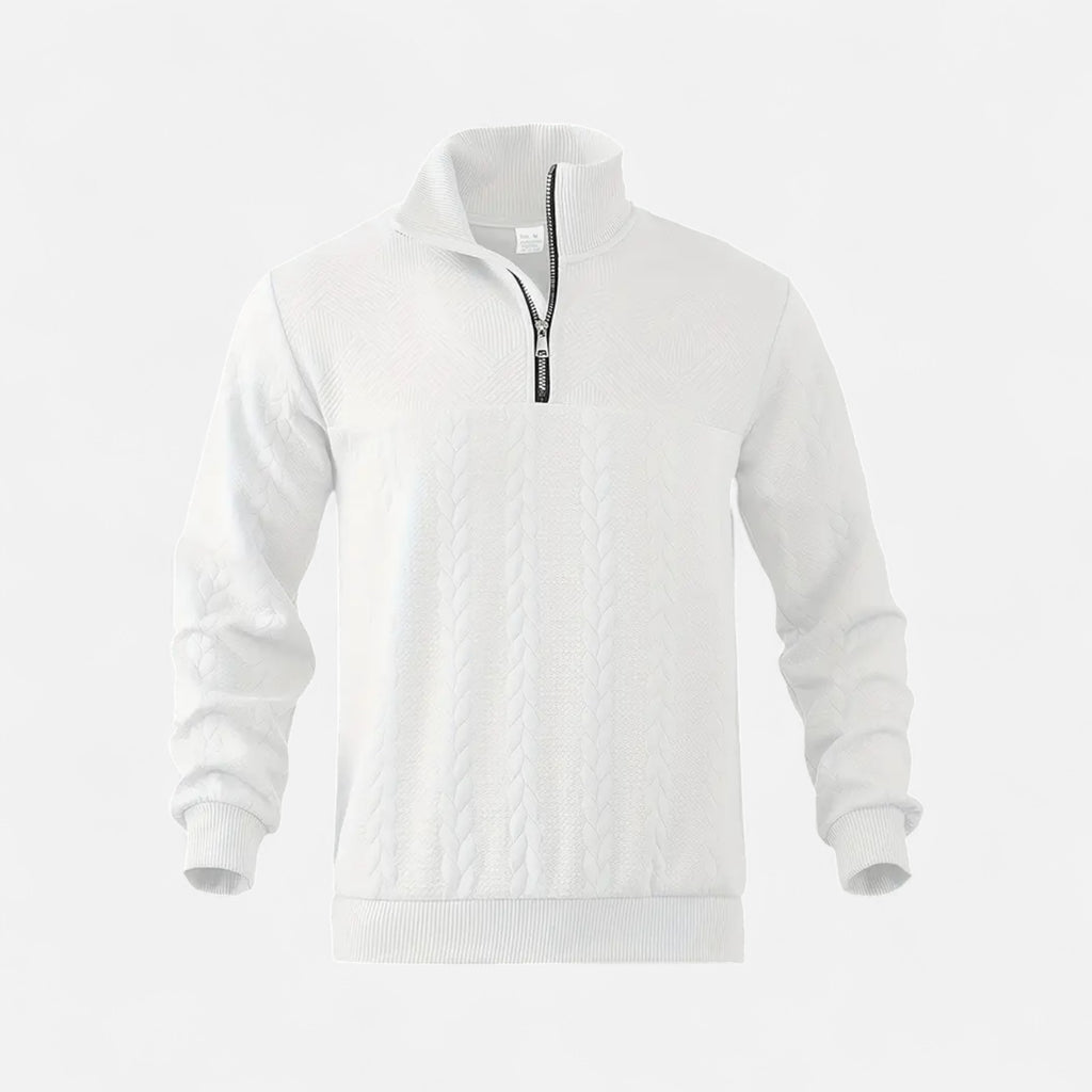 Belavoire | Men’s Zip Henley Sweater with Stand Collar
