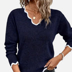 Belavoire | Women’s Elegant Scallop Trim Pullover
