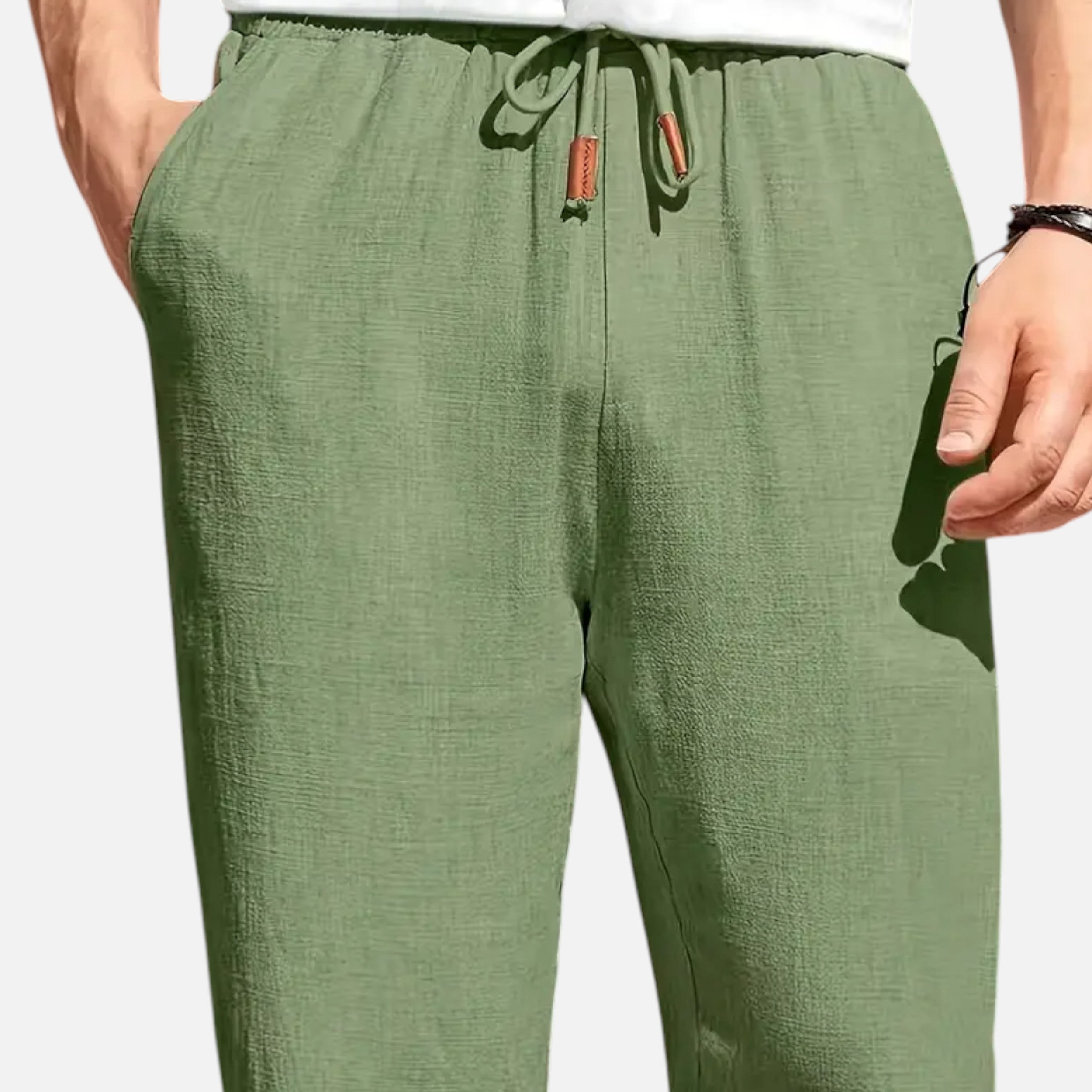 Belavoire | Men’s Linen-Blend Drawstring Trousers Riviera