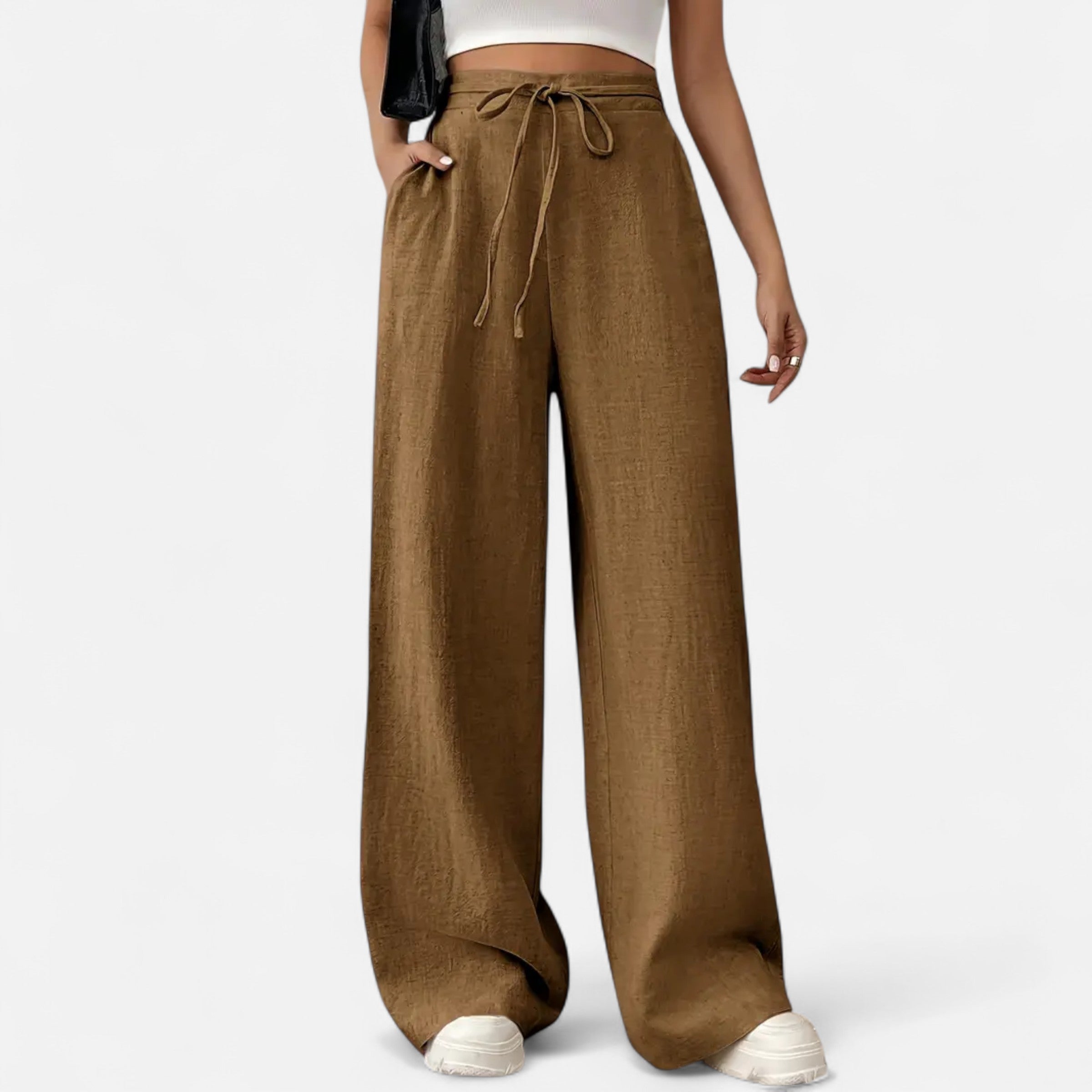Belavoire | Women’s High-Waist Drawstring Wide-Leg Trousers