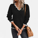 Belavoire | Women’s Elegant Scallop Trim Pullover