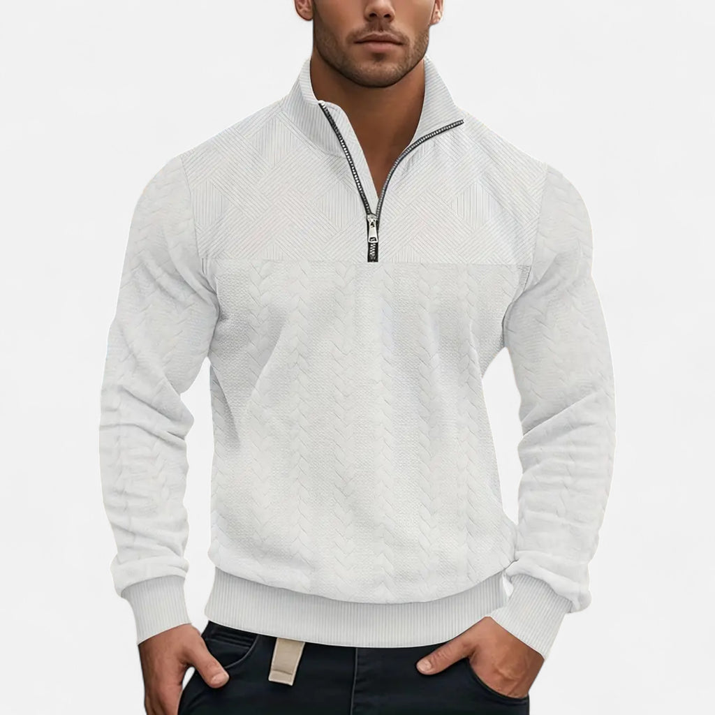 Belavoire | Men’s Zip Henley Sweater with Stand Collar