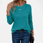 Belavoire | Women’s Elegant Ribbed Long Sleeve Shirt