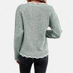 Belavoire | Women’s Elegant Scallop Trim Pullover
