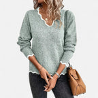 Belavoire | Women’s Elegant Scallop Trim Pullover