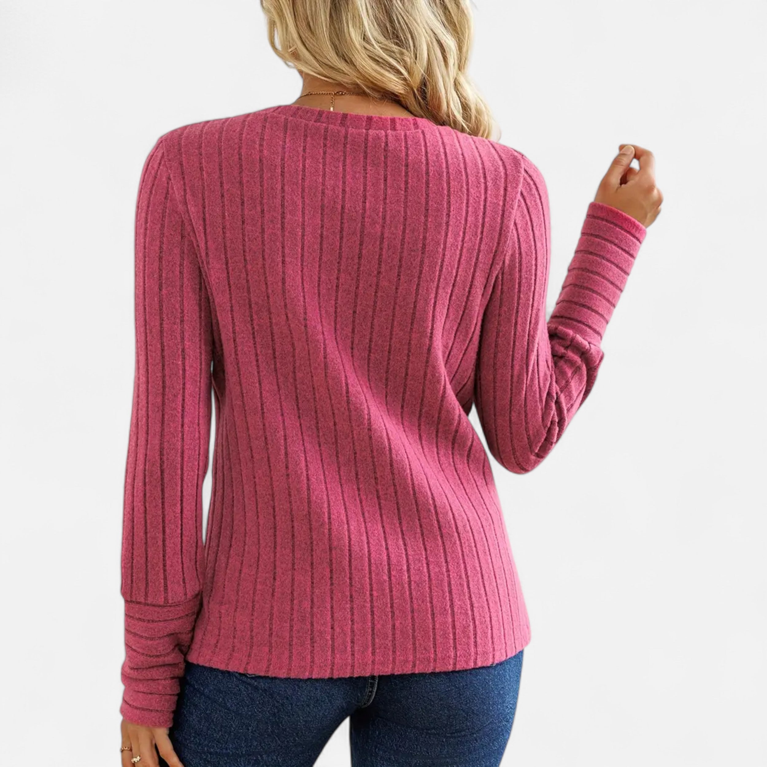 Belavoire | Women’s Elegant Ribbed Long Sleeve Shirt