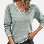 Belavoire | Women’s Elegant Scallop Trim Pullover