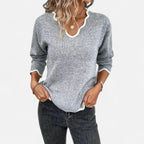 Belavoire | Women’s Elegant Scallop Trim Pullover