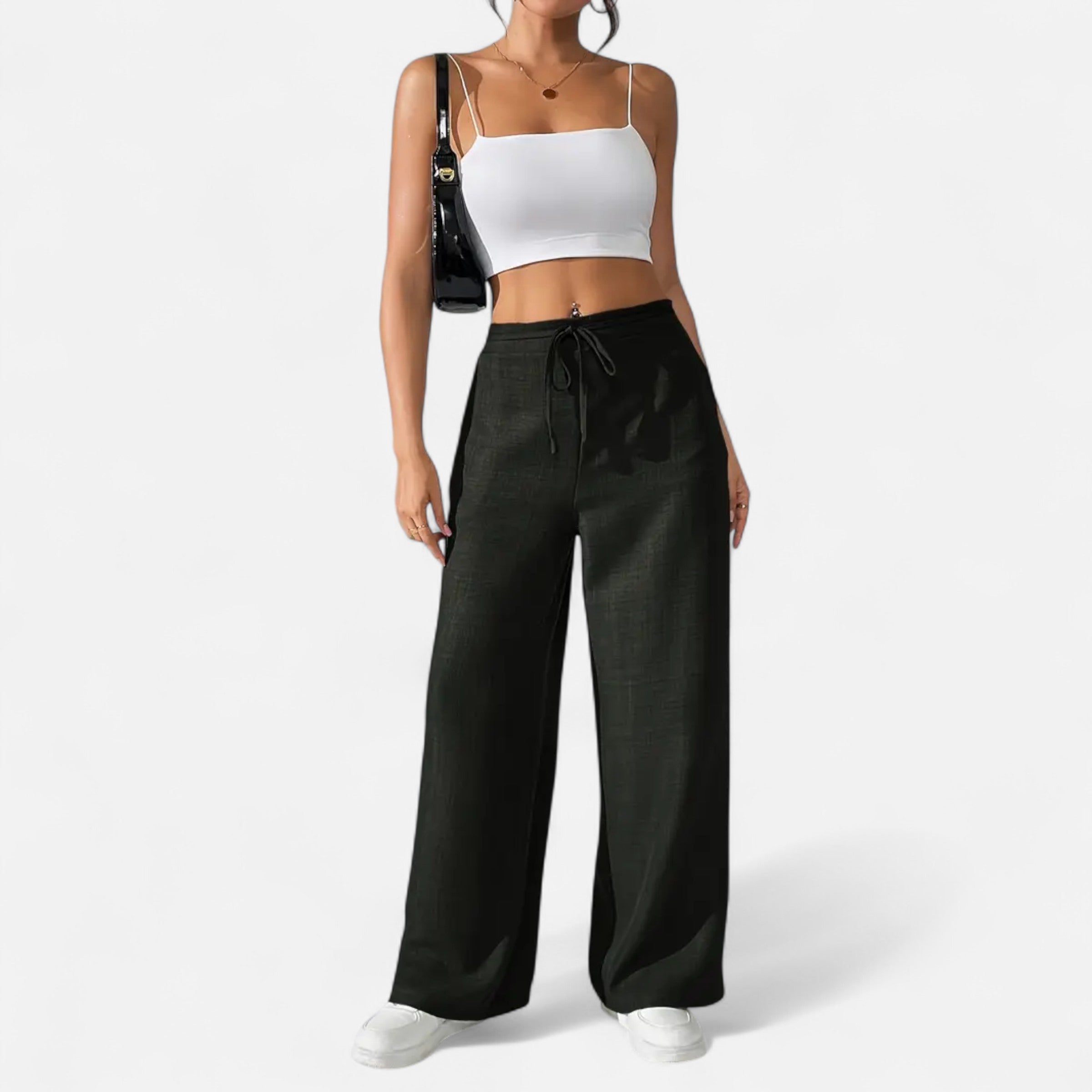 Belavoire | Women’s High-Waist Drawstring Wide-Leg Trousers