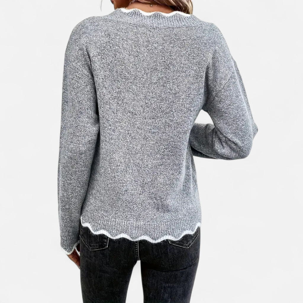 Belavoire | Women’s Elegant Scallop Trim Pullover