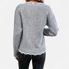 Belavoire | Women’s Elegant Scallop Trim Pullover