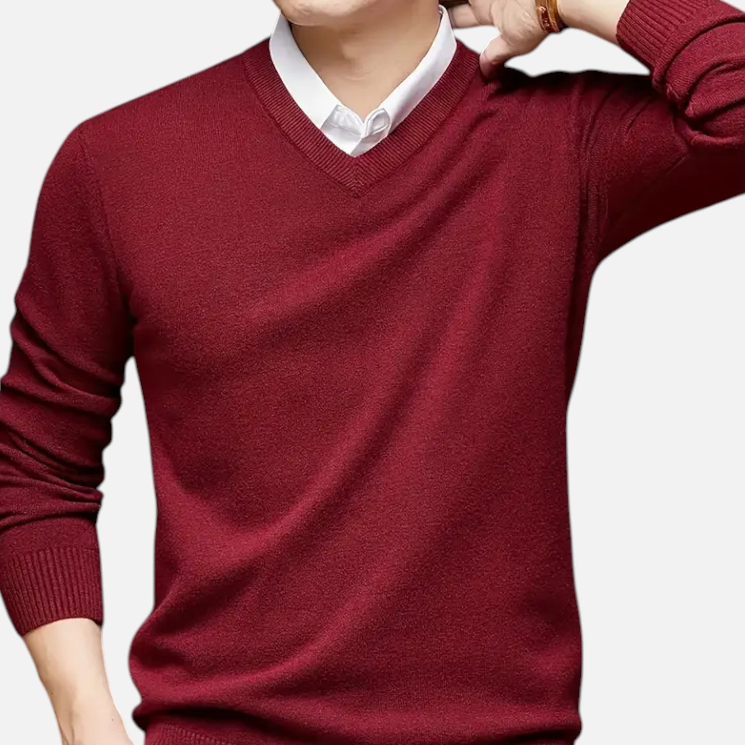Belavoire | Men’s Classic V-Neck Sweater Rayon Blend