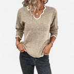 Belavoire | Women’s Elegant Scallop Trim Pullover