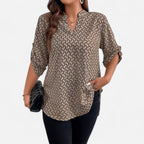 Belavoire | Women’s Printed Notched Neck Tunic Blouse Elegance