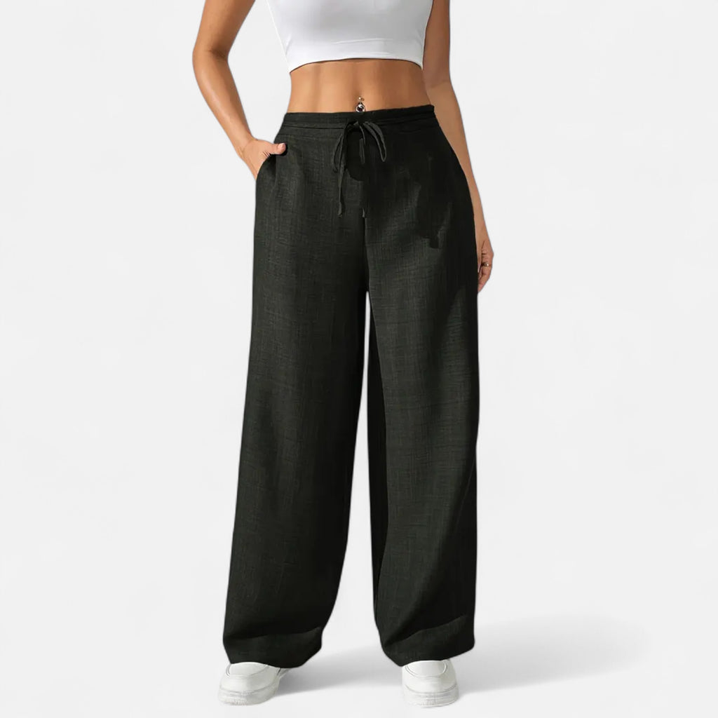 Belavoire | Women’s High-Waist Drawstring Wide-Leg Trousers