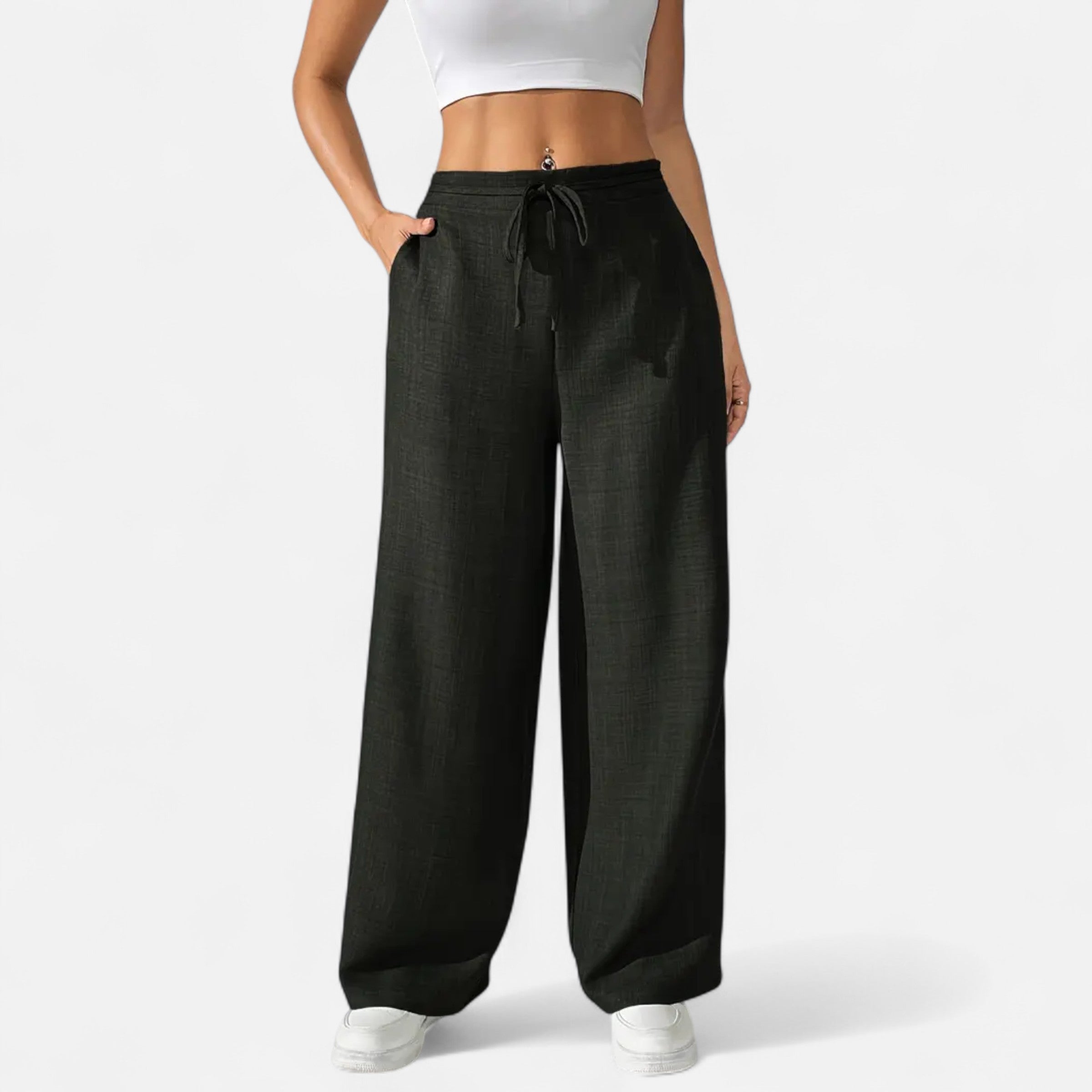 Belavoire | Women’s High-Waist Drawstring Wide-Leg Trousers