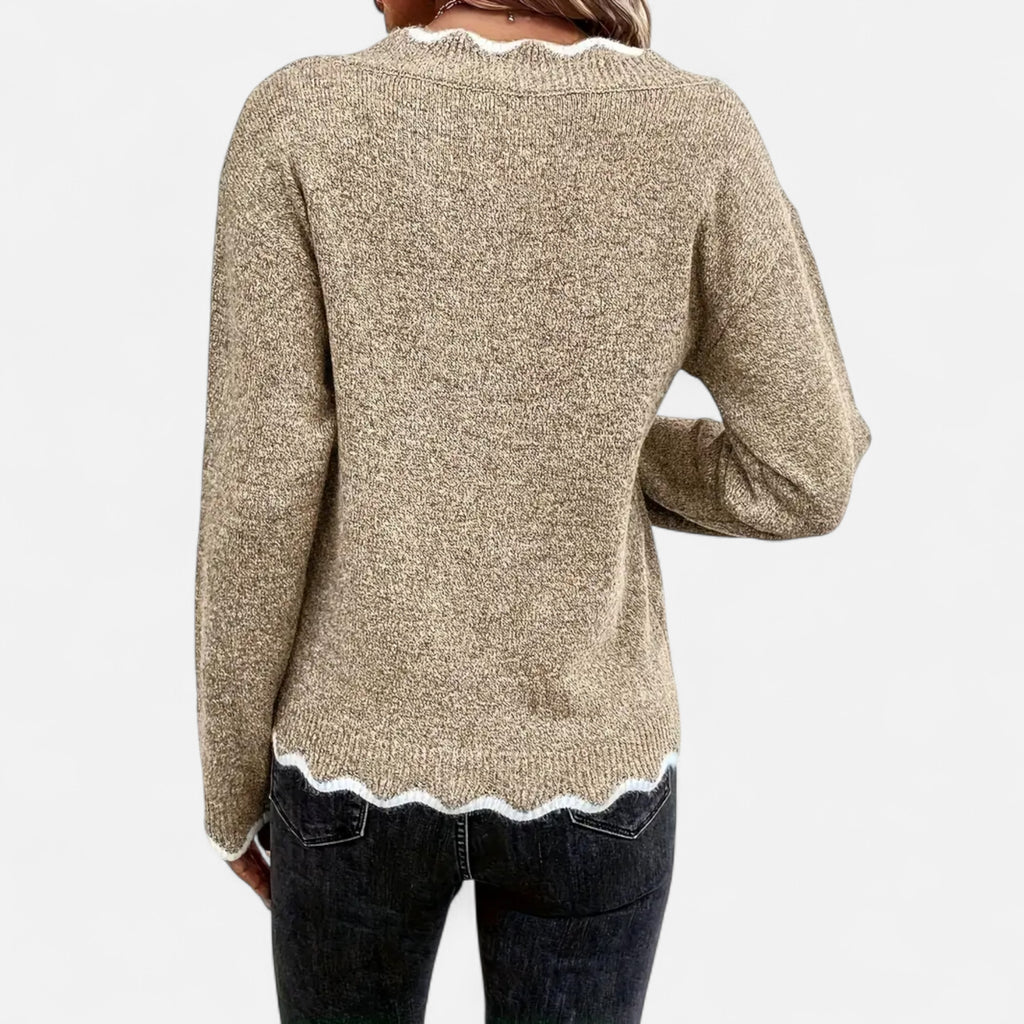 Belavoire | Women’s Elegant Scallop Trim Pullover