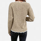 Belavoire | Women’s Elegant Scallop Trim Pullover