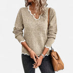 Belavoire | Women’s Elegant Scallop Trim Pullover