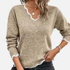 Belavoire | Women’s Elegant Scallop Trim Pullover