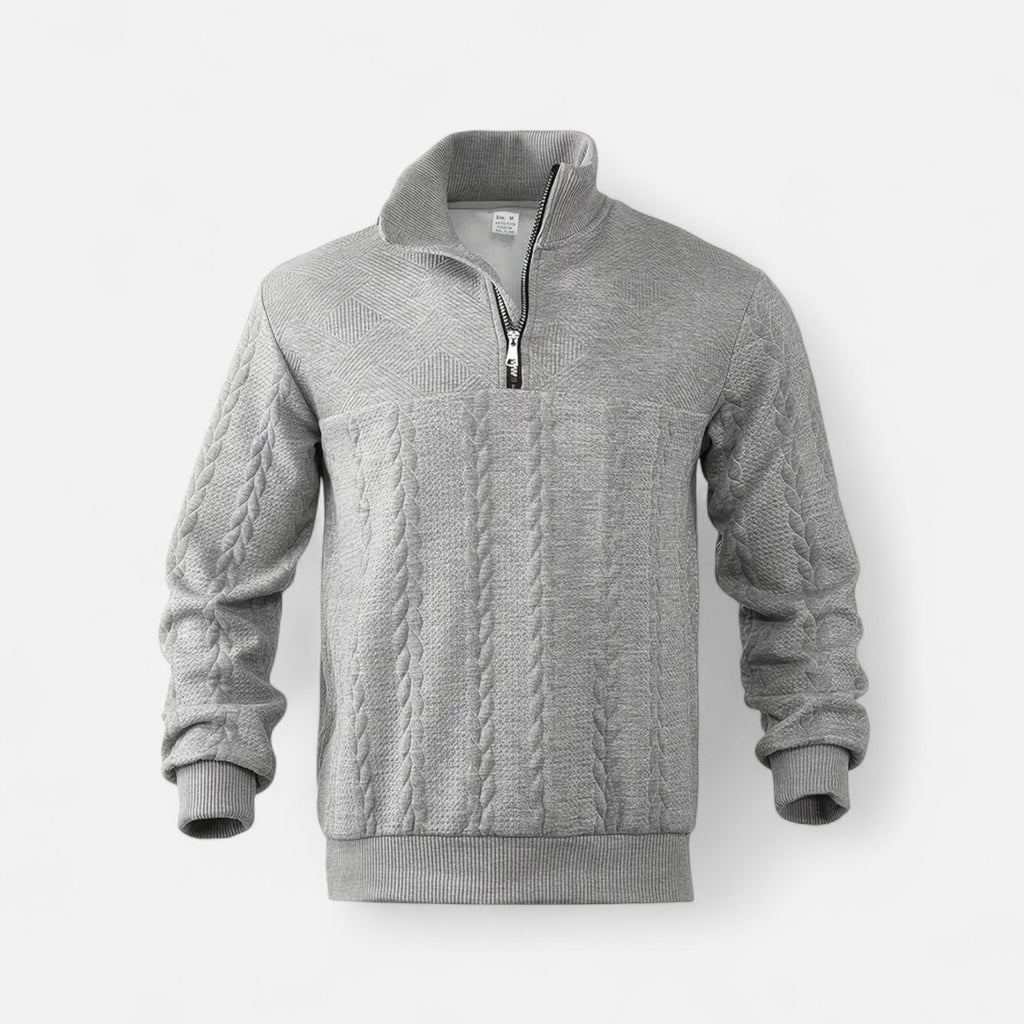 Belavoire | Men’s Zip Henley Sweater with Stand Collar