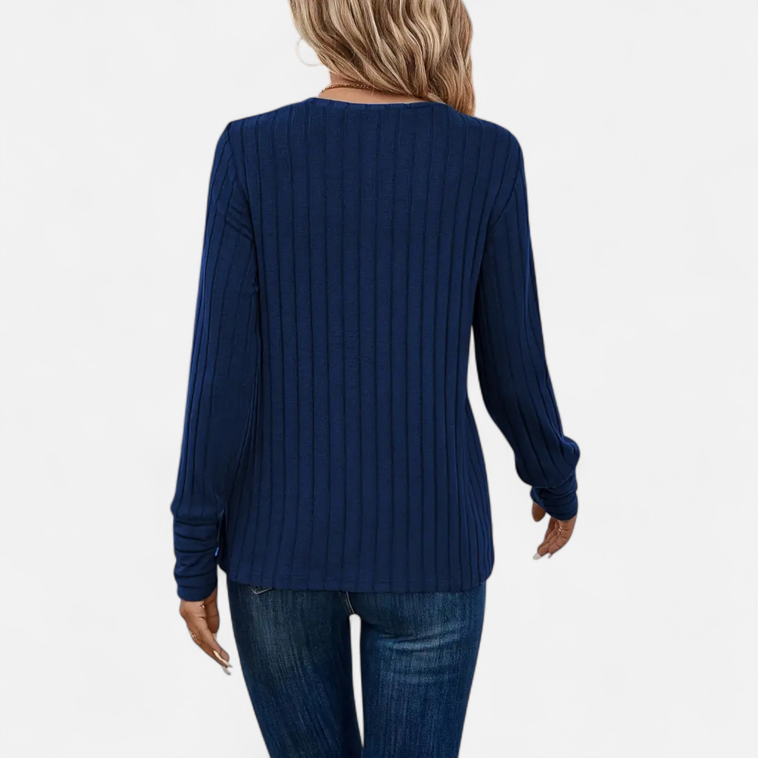 Belavoire | Women’s Elegant Ribbed Long Sleeve Shirt