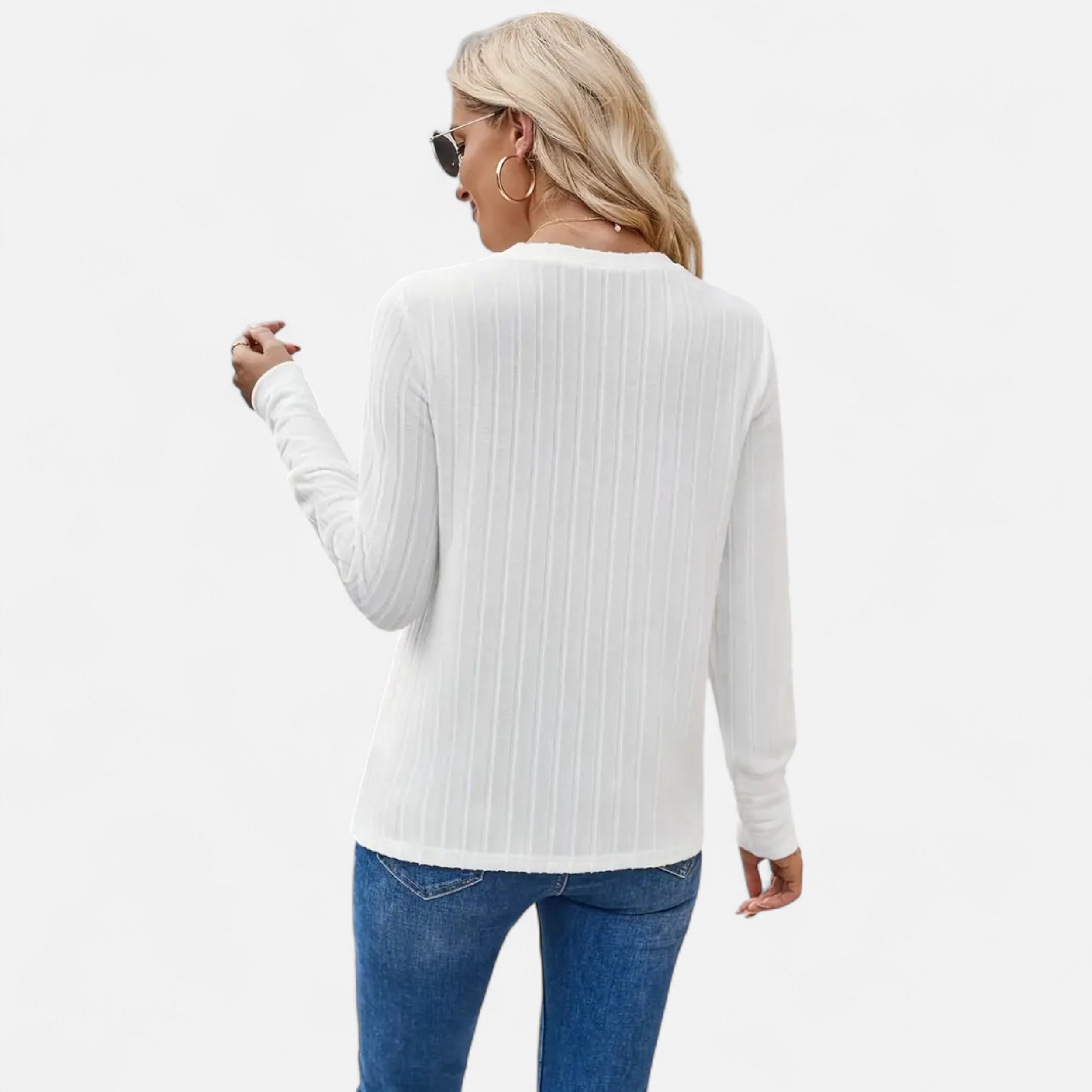 Belavoire | Women’s Elegant Ribbed Long Sleeve Shirt