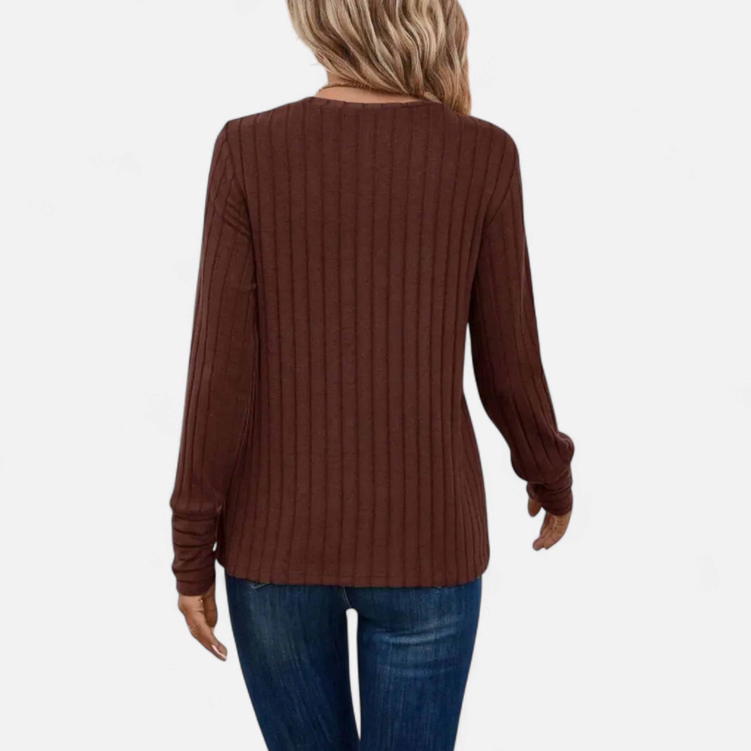 Belavoire | Women’s Elegant Ribbed Long Sleeve Shirt