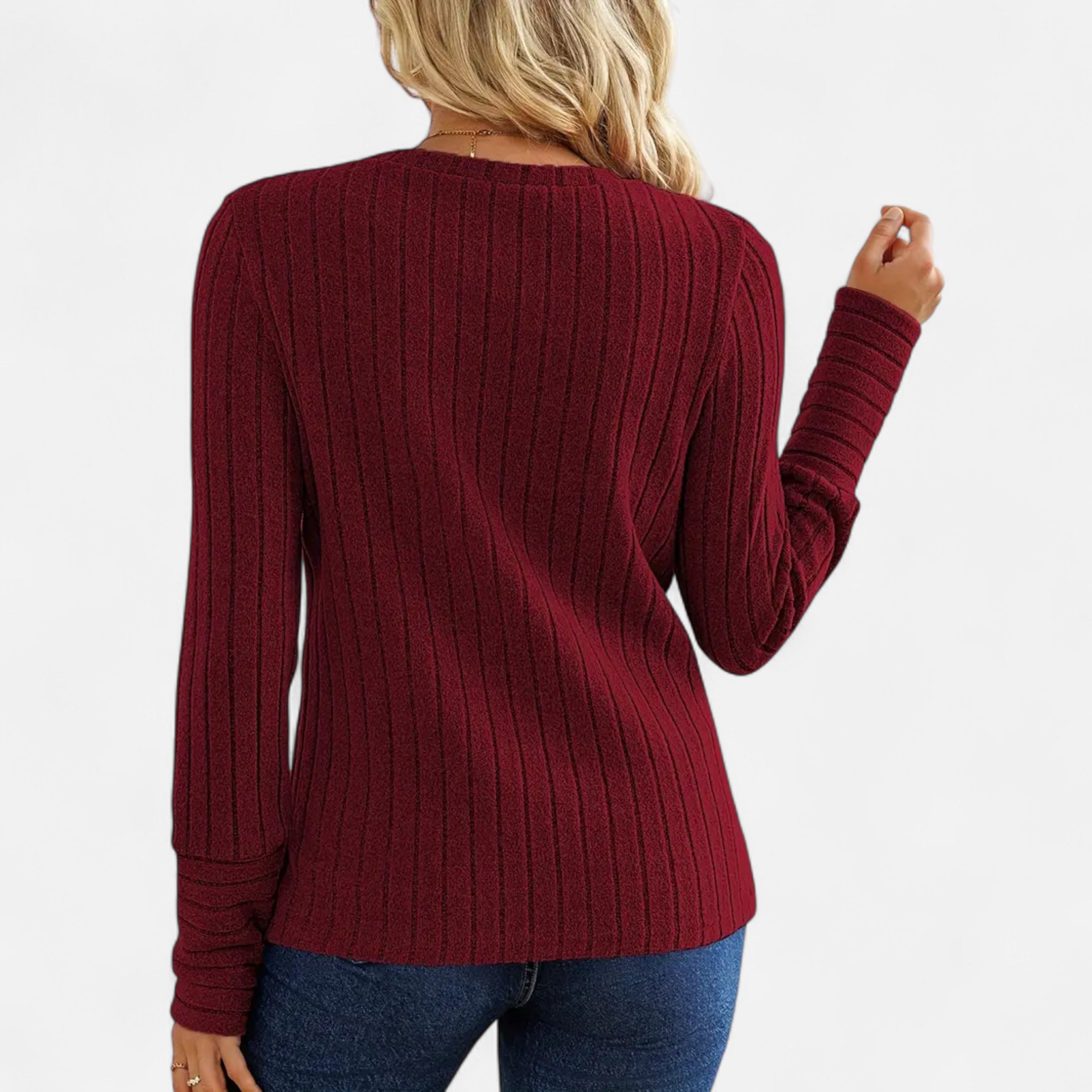 Belavoire | Women’s Elegant Ribbed Long Sleeve Shirt