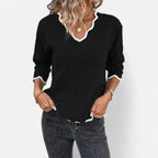 Belavoire | Women’s Elegant Scallop Trim Pullover