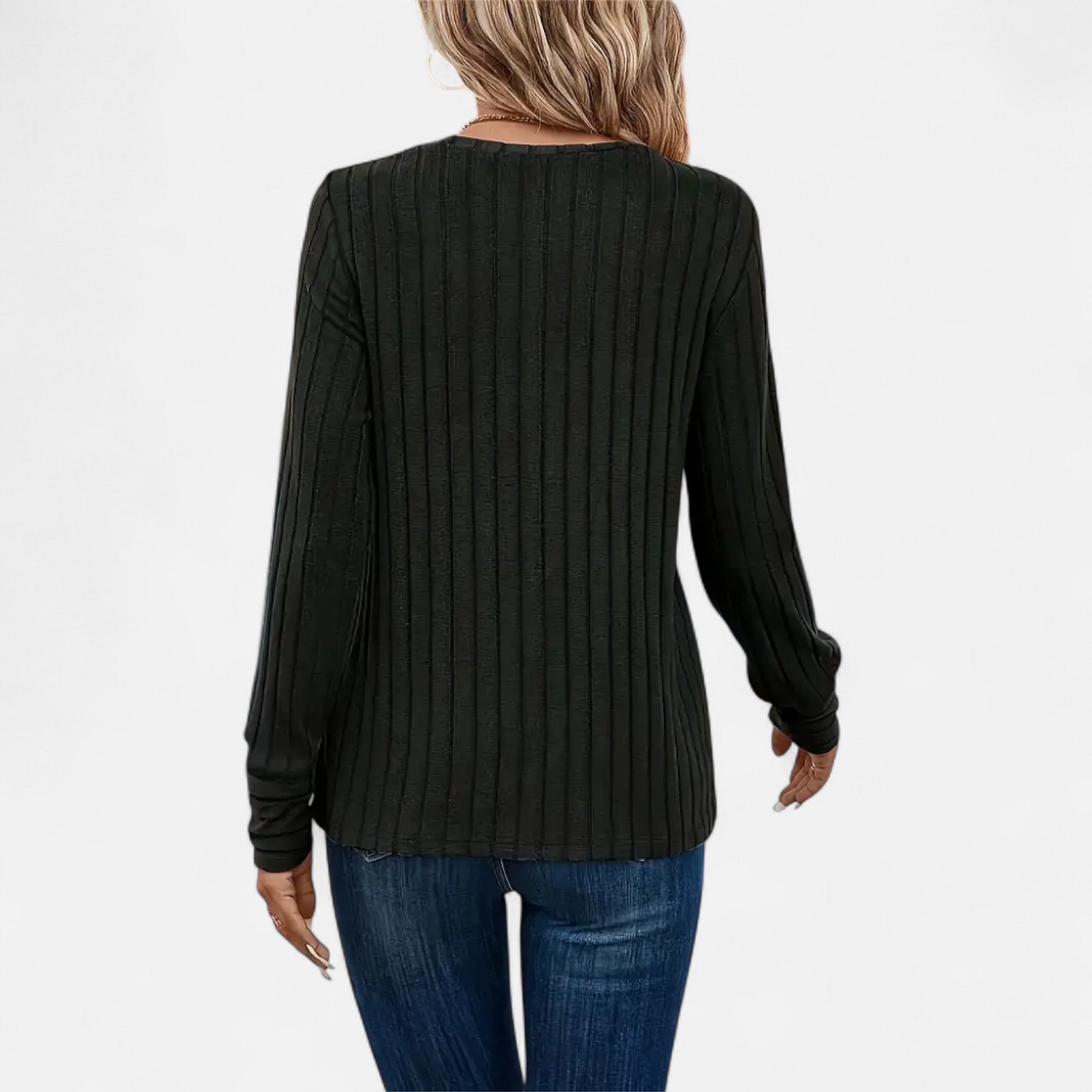 Belavoire | Women’s Elegant Ribbed Long Sleeve Shirt