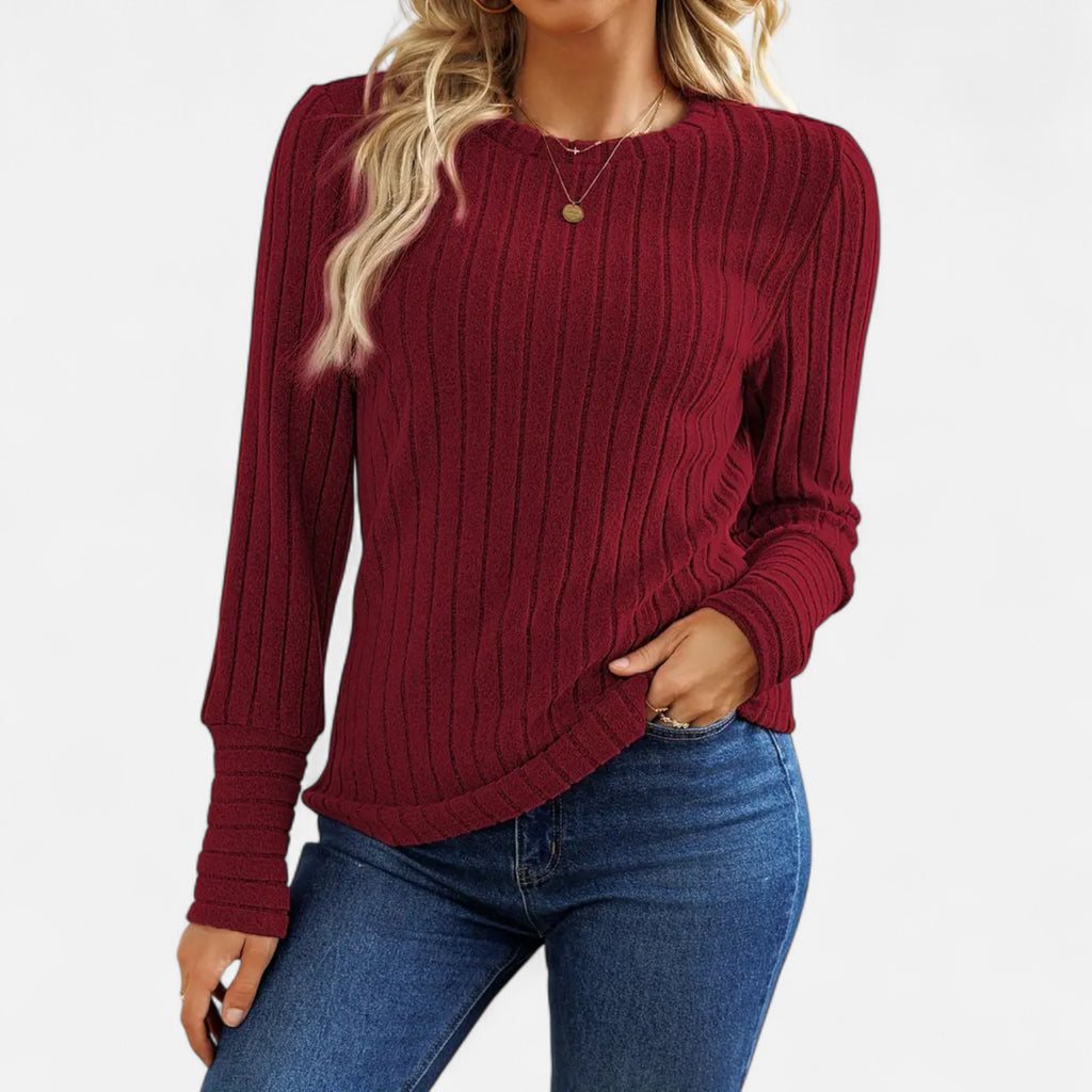 Belavoire | Women’s Elegant Ribbed Long Sleeve Shirt