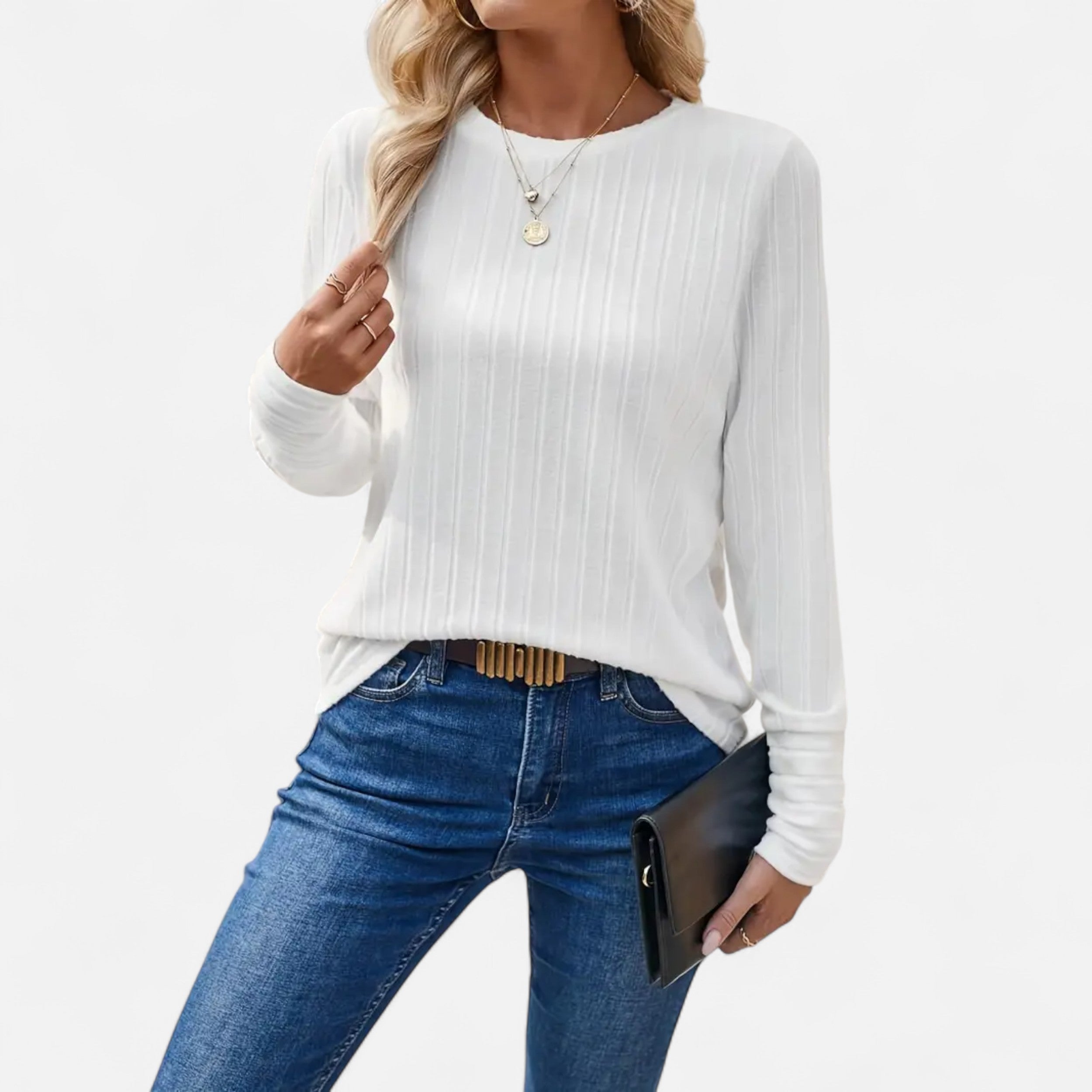 Belavoire | Women’s Elegant Ribbed Long Sleeve Shirt