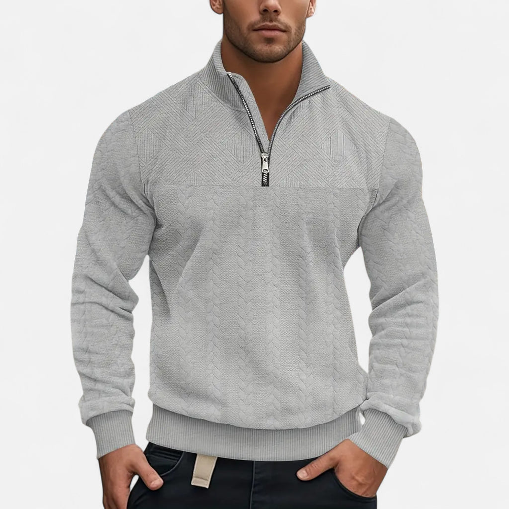 Belavoire | Men’s Zip Henley Sweater with Stand Collar