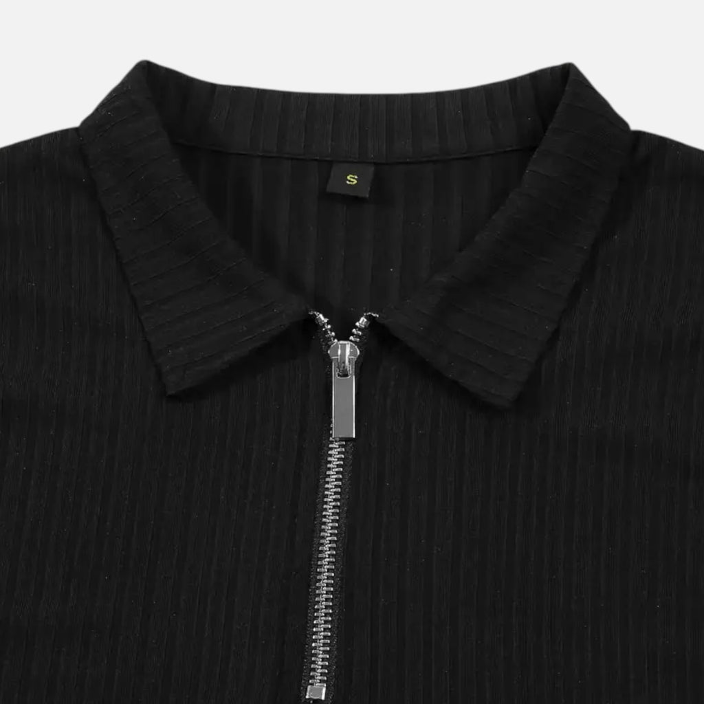 Belavoire | Men’s Ribbed Golf Polo with Zip Lapel