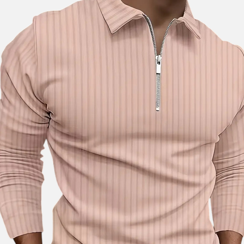 Belavoire | Men’s Ribbed Golf Polo with Zip Lapel