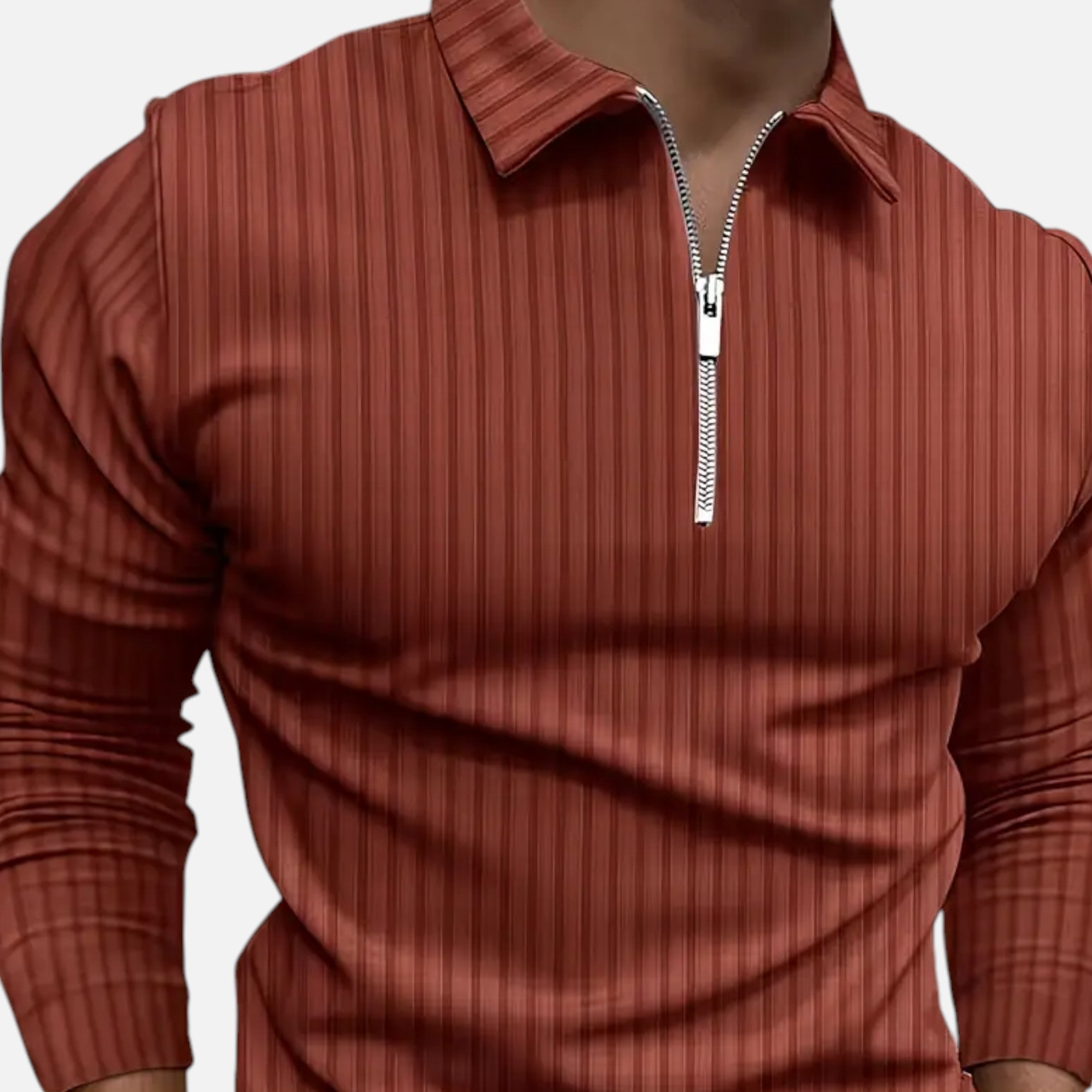 Belavoire | Men’s Ribbed Golf Polo with Zip Lapel