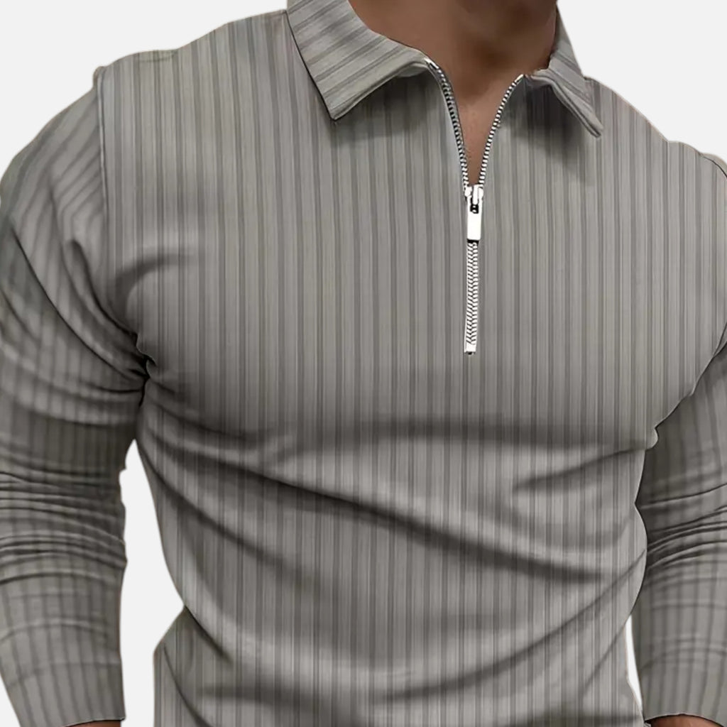 Belavoire | Men’s Ribbed Golf Polo with Zip Lapel