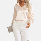 Belavoire | Women’s Satin Lace-Up Blouse Elegance