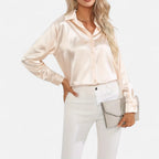 Belavoire | Women’s Satin Lace-Up Blouse Elegance