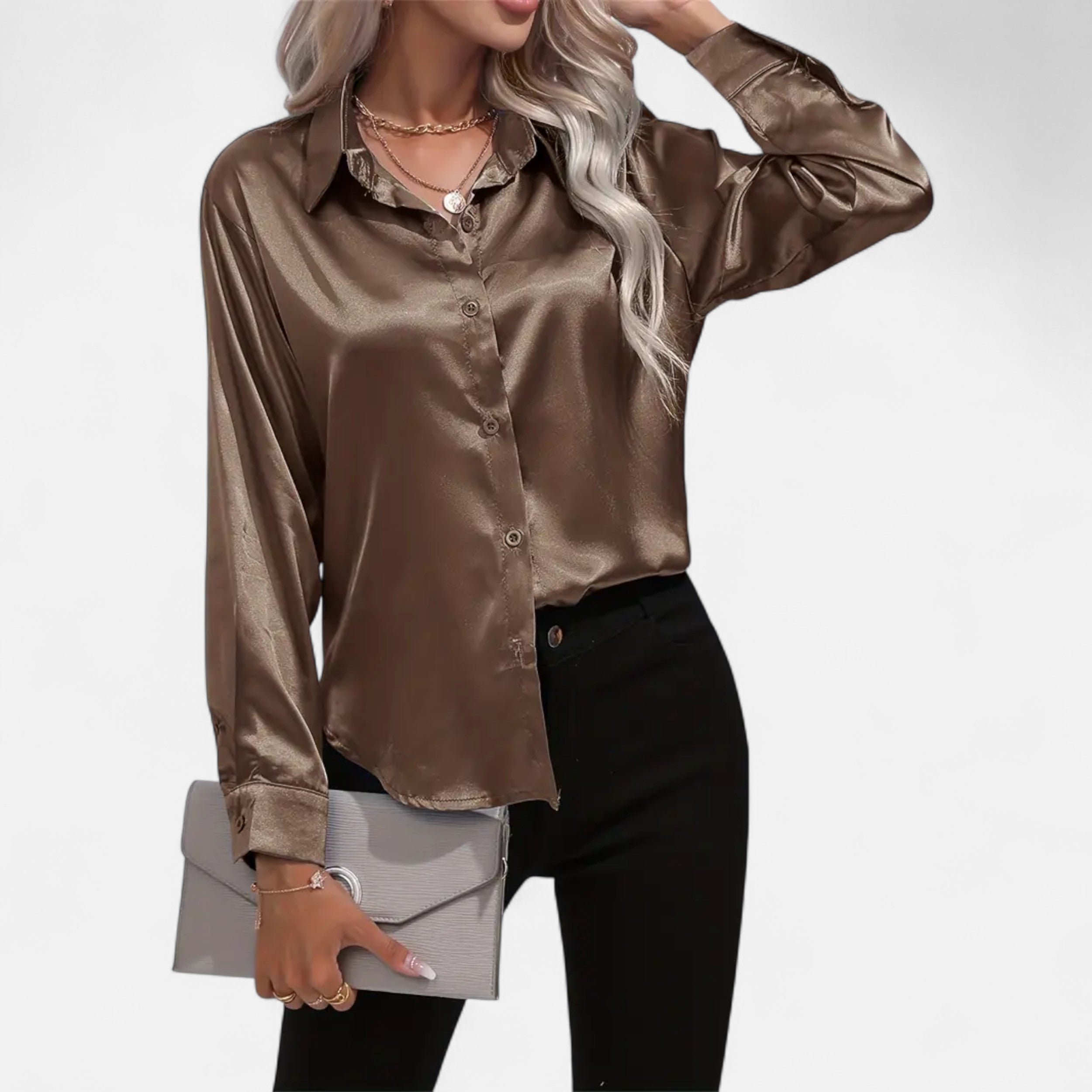 Belavoire | Women’s Satin Lace-Up Blouse Elegance