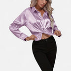Belavoire | Women’s Satin Lace-Up Blouse Elegance