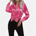 Belavoire | Women’s Satin Lace-Up Blouse Elegance