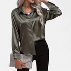Belavoire | Women’s Satin Lace-Up Blouse Elegance