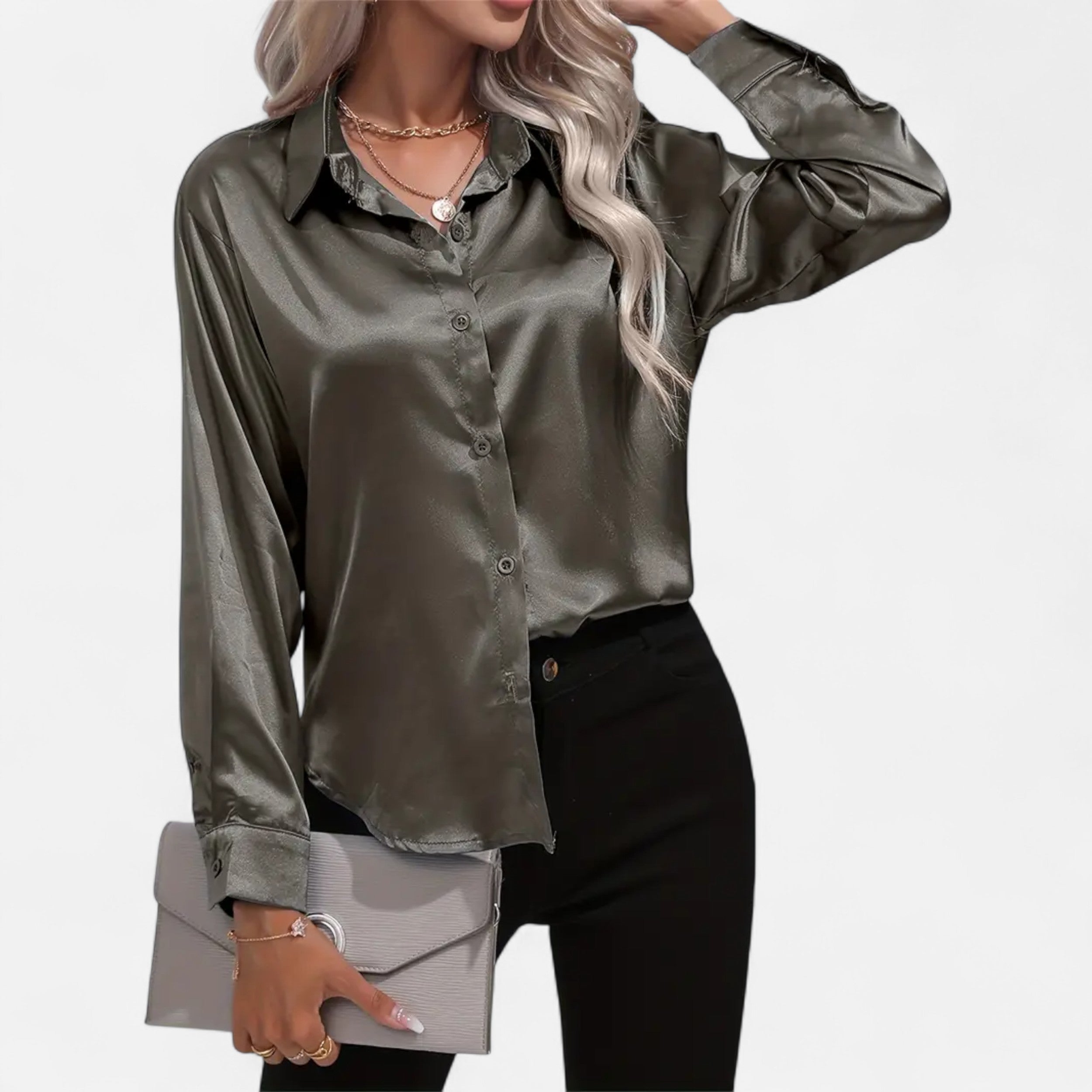 Belavoire | Women’s Satin Lace-Up Blouse Elegance