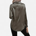 Belavoire | Women’s Satin Lace-Up Blouse Elegance