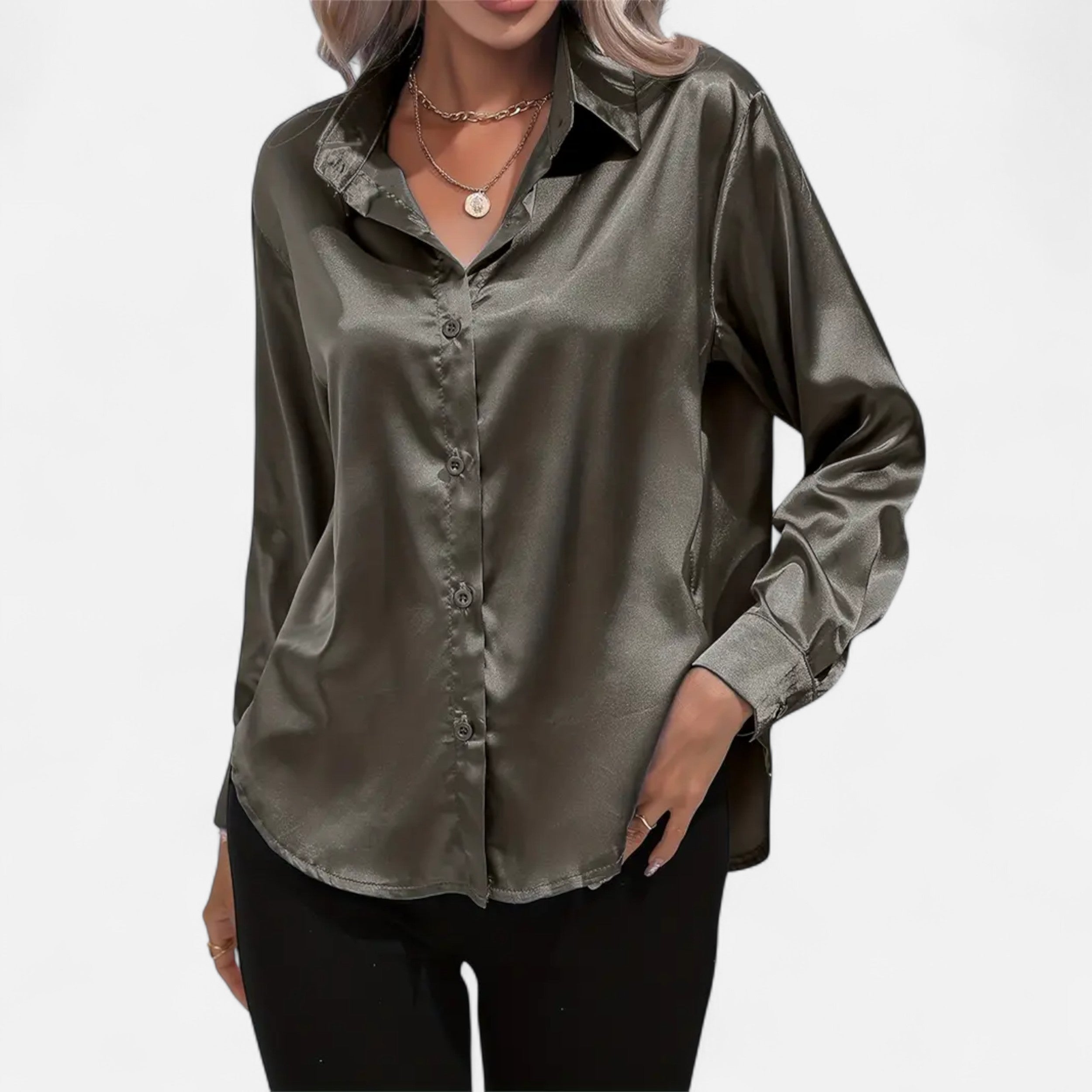 Belavoire | Women’s Satin Lace-Up Blouse Elegance