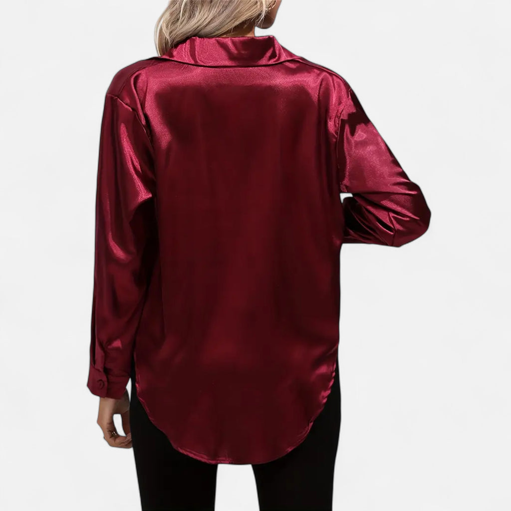 Belavoire | Women’s Satin Lace-Up Blouse Elegance