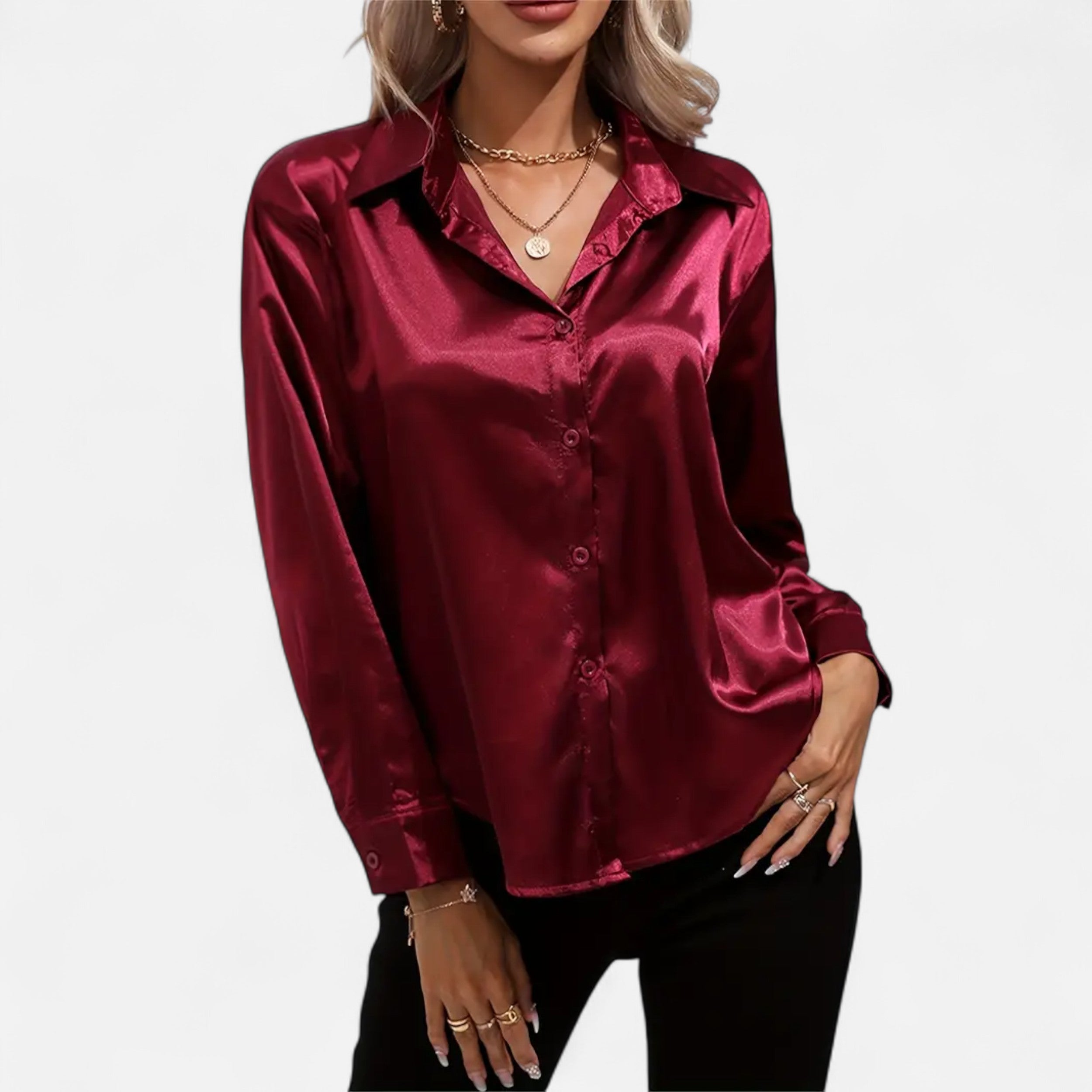 Belavoire | Women’s Satin Lace-Up Blouse Elegance